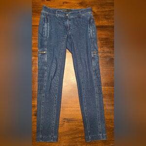 Yigal Azrouel Indigo Jeggings with Quilted Zipper Accents